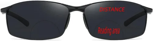 Miniatura 2 de laureles Gafas de sol deportivas de visión nocturna vintage para hombre, marco de metal, conducción bifocal, gafas de lectura Negro/Gris