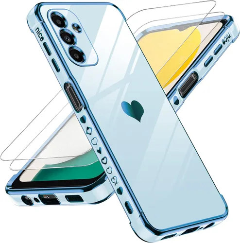 LeYi Funda para Samsung A13 5G con protección estética completa de lente de cámara + [2 piezas] protector de pantalla de vidrio templado, carcasa de