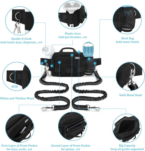 Miniatura 4 de ETACCU Correa de perro resistente manos libres con bolsa de cremallera cinturón para perros grandes y medianos para correr, caminar, trotar