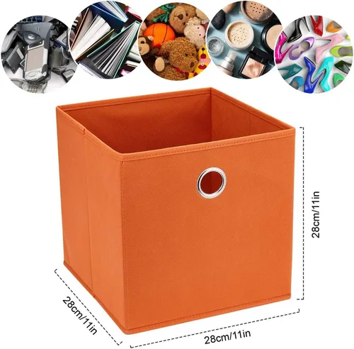 Miniatura 4 de QY-SC20-3 - Cubos organizadores de cubículos de 11 x 11 x 11 pulgadas, cajones de almacenamiento de tela, cajas de almacenamiento plegables, cubos