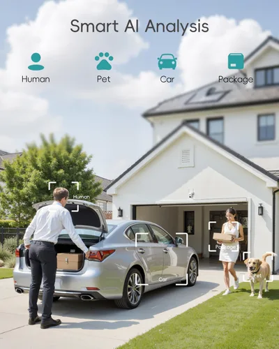 Miniatura 7 de ZUMIMALL - Cámara de seguridad para exteriores de 3 MP con cable 2.4G/5G WiFi - Pack de 2, grabación 24/7, detección de movimiento AI, blanco 2