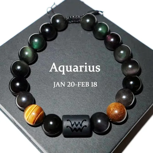 Miniatura 53 de Pulseras de la amistad, pulsera de obsidiana negra arcoíris para mujeres y hombres, 0.394 pulgadas (0.394 in), ojo de tigre, hematita y cristal