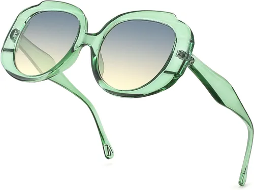 Miniatura 2 de WANWAN Gafas de sol redondas de gran tamaño para mujer, marco grande, gafas de sol retro de moda para hombres, vacaciones a la moda