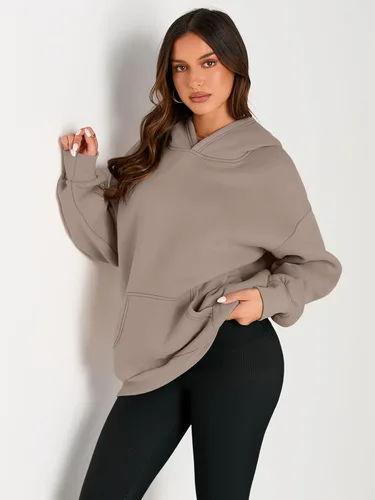Miniatura 3 de EFAN - Sudadera con capucha para mujer - Sudadera de vellón sobredimensionada con mangas largas para otoño e invierno, ropa de moda inspirada