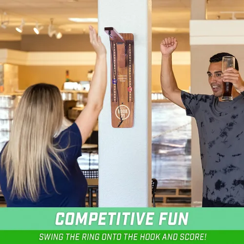 Miniatura 7 de GoSports Hook 21 - Juego de Anillo de Montaje en Pared - Juega en Interiores o Exteriores con Brazo Plegable Marrón