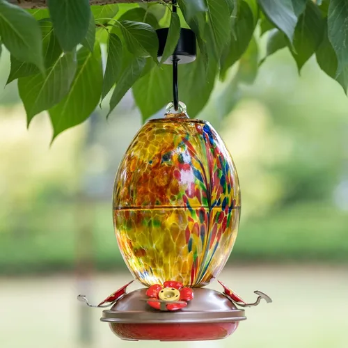 Miniatura 4 de Muse Garden Comedero de vidrio para colibríes para exteriores, comedero de colibríes de vidrio soplado de 27 onzas, regalo único para mamá, mujeres