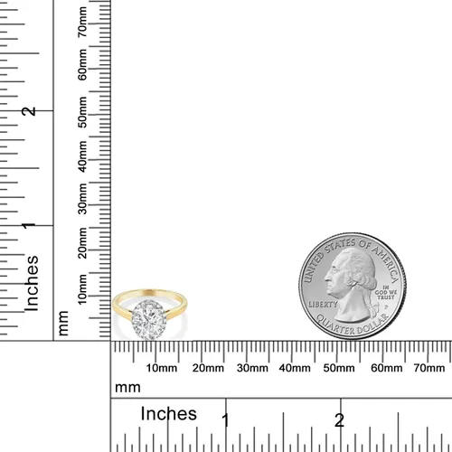 Miniatura 66 de Gem Stone King Anillo de compromiso ovalado de oro amarillo de 10 quilates con piedra natal y halo de diamantes Ovalado de 0.354 x 0.276 in