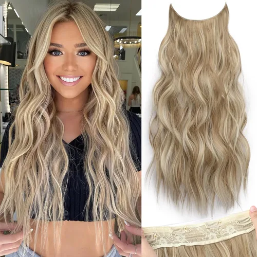 Miniatura 98 de KooKaStyle - Extensiones de cabello con hilo invisible, diadema transparente, ajustables, 4 clips fijadores, cabello largo y ondulado de 12