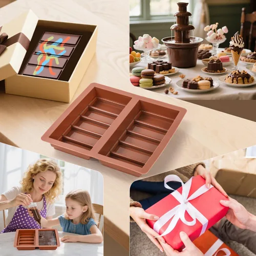 Miniatura 8 de FUNBAKY Dubai Molde de silicona para barra de chocolate, cavidades de 1 pulgada de profundidad, molde grande y grueso, ideal para rellenar chocolate