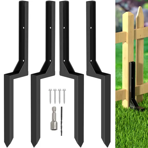 Kit de reparación de postes de cerca, poste de acero resistente, poste de anclaje de poste de tierra para reparación, poste de valla de madera roto