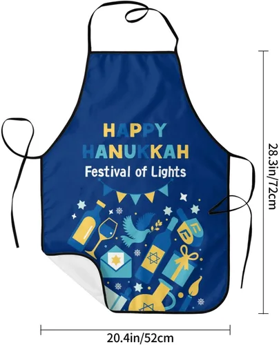 Miniatura 5 de Delantal de Hanukkah feliz ajustable para cocinar, babero de cocina para cocinar