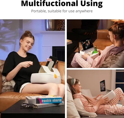 Miniatura 2 de SupeDesk Soporte magnético de almohada para tableta, soporte de regazo para tablet con dos anillos magnéticos, compatible con teléfonos de 4 a 13