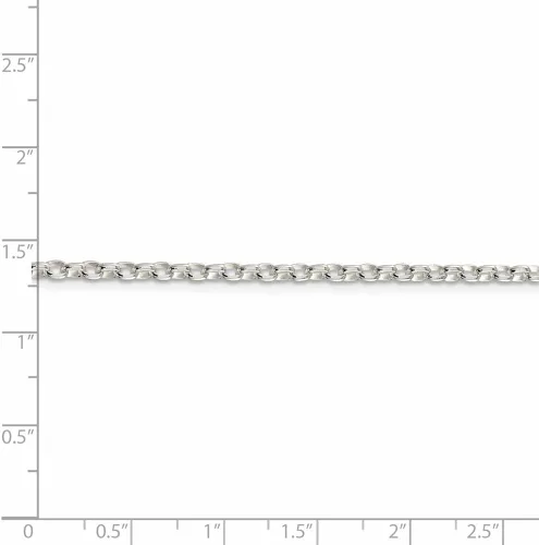 Miniatura 5 de Collar de cadena oval sólido de plata de ley de 0.108in con lazo negro