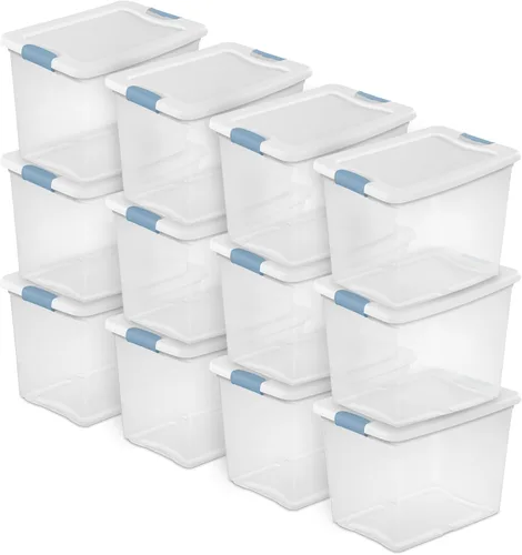 Miniatura 26 de Sterilite - Paquete de 12 contenedores apilables con pestillo, contenedores de almacenamiento bajo la cama con tapas, plástico transparente, 15
