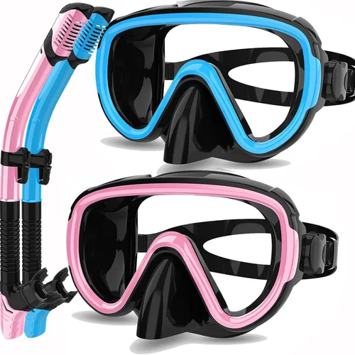 Miniatura 8 de Juego de 2 máscaras de esnórquel seco para adultos, máscara de buceo, gafas de natación, máscara de buceo, cubierta de nariz, buceo gratis