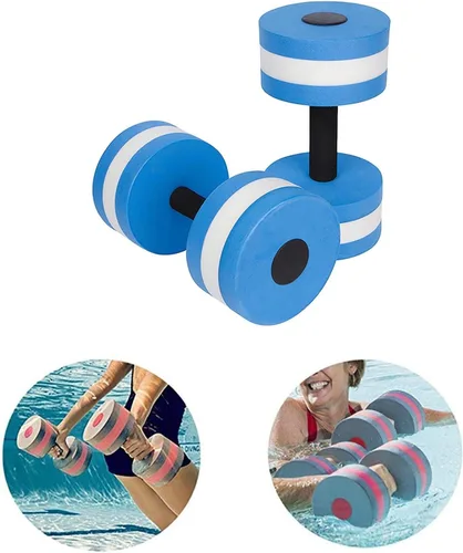Miniatura 2 de Juego de mancuernas acuáticas, 2 mancuernas de agua, resistencia a la piscina, equipo de fitness acuático, mancuernas de espuma, aeróbicos