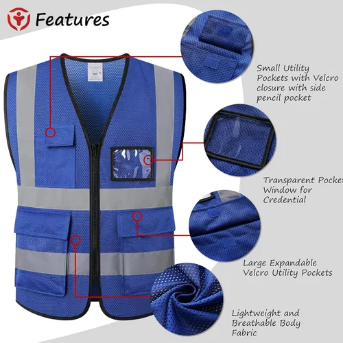 Miniatura 3 de Chaleco de seguridad reflectante para hombres y mujeres, chaleco de construcción que cumple con el estándar ANSI/ISEA