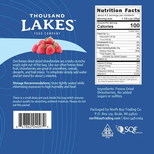 Miniatura 2 de Thousand Lakes Fresas rebanadas liofilizadas, fruta de primera calidad, 5 onzas a granel, sin azúcar añadido, 100% fresas