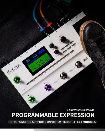 Miniatura 4 de MOOER Procesador de múltiples efectos GE250 con bucle FX, captura de tono, función MIDI, ecualizador global, máquina de batería, looper estéreo