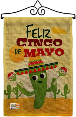 Miniatura 14 de Feliz Cinco de Mayo Bandera de jardín – Fiesta de verano, cactus piñata, sombrero mexicano fiesta al aire libre – Cartel de decoración de la casa