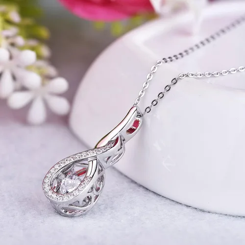 Miniatura 2 de JO WISDOM Infinity Collares, plata de ley 925, circonita cúbica, nudo infinito, con colgante de diamante bailando, joyería de piedra de nacimiento