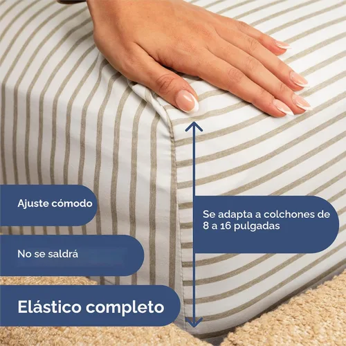 Miniatura 3 de Juego de sábanas tamaño King de 4 piezas, cómodo, transpirable y refrescante, ropa de cama de lujo de hotel para mujeres, hombres, niños, 44 - rayas