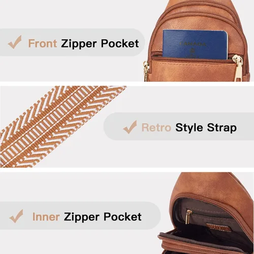 Miniatura 4 de Telena Sling Bag for Women Crossbody Fanny Packs for Women Leather Sling Chest Bag