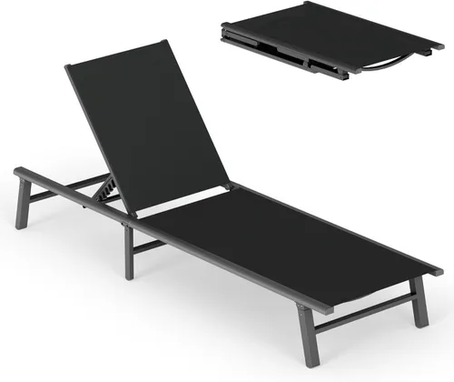 Miniatura 47 de Tumbona de Aluminio para Exteriores - Silla de Descanso Plegable y de Montaje Libre para Exteriores con 5 Respaldos Ajustables, Silla de Patio