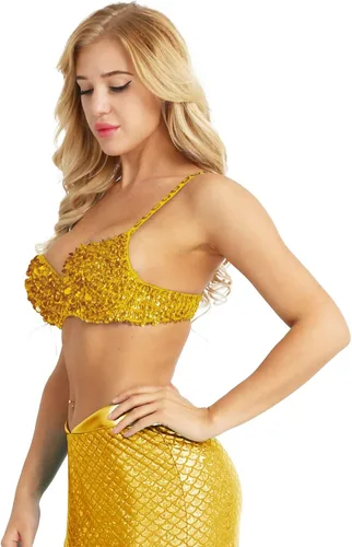 Miniatura 25 de Sujetador de disfraz de danza del vientre brillante para mujer, con lentejuelas, para baile rave, fiesta, club