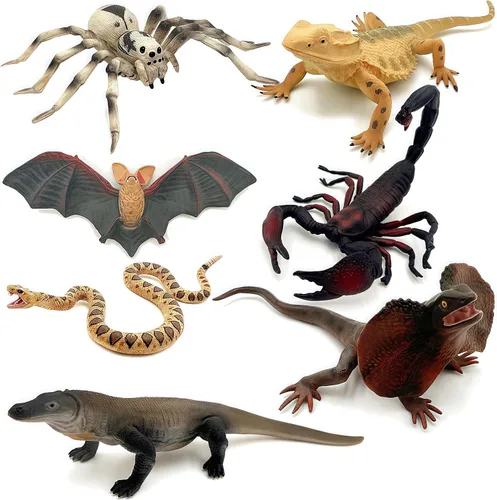 Miniatura 11 de Gemini&Genius Juguetes de lagarto, figuras de lagarto de dragón barbudo, regalo de accesorios de broma, juego aterrador, divertido adorno de pastel