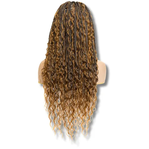 Miniatura 8 de PIB - Peluca trenzada bohemia de encaje completo de 24 pulgadas, pelucas trenzadas sin nudos para mujeres negras, peluca trenzada sintética