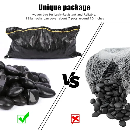 Miniatura 8 de GRISUN Rocas de río negro natural de 15 libras para paisajismo al aire libre, guijarros pulidos para plantas, piedras decorativas de 1.5 a 2.5