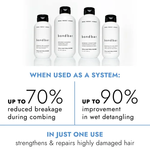 Miniatura 6 de Bondbar Champú y acondicionador iluminador morado, cabello aclarado y gris, neutraliza el cobriz, repara, protege, hidrata, vegano, libre