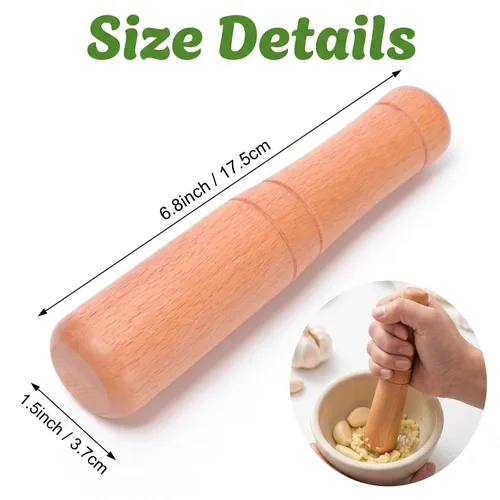 Miniatura 3 de DOITOOL Muddler de madera para cócteles de 6.8 pulgadas – Herramienta profesional de madera para bebidas de frutas Mojitos – Bartender Mashing Stick