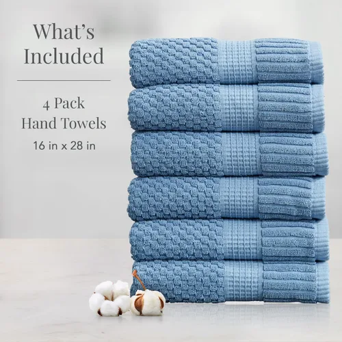 Miniatura 2 de NY Loft Paquete de 6 toallas de mano 100 % algodón, supersuaves y absorbentes, de secado rápido, de 16 x 28 pulgadas, algodón texturizado y Sombra