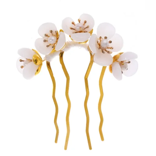Miniatura 9 de Beaupretty 2 piezas de Jade Flower Hair Women Girls Hair Stick Chino Retro Chignon Pin palillos para el cabello, accesorios de peinado (blanco)