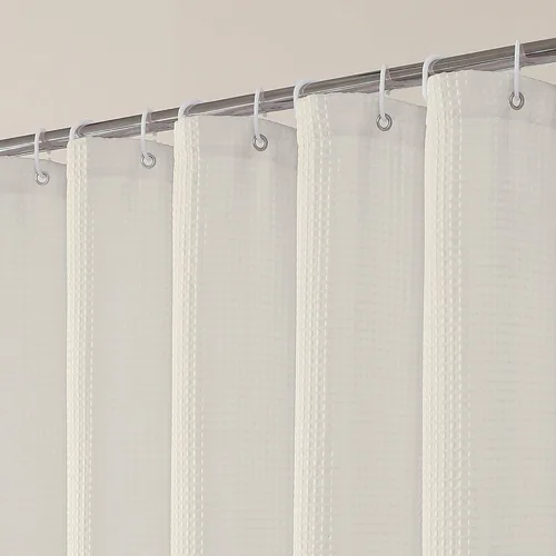 Miniatura 29 de OVZME Juego de cortina de ducha de tela para cabina - 36x72, tejido de gofre 230GSM, cortinas de ducha pequeñas para cabina estrecha, cortina
