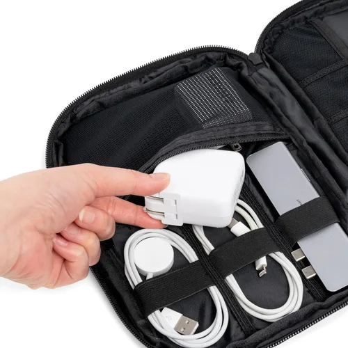 Miniatura 5 de PAVILIA Organizador de cables de viaje, organizador electrónico de viaje, estuche de almacenamiento de cables, bolsa pequeña para cable de carga