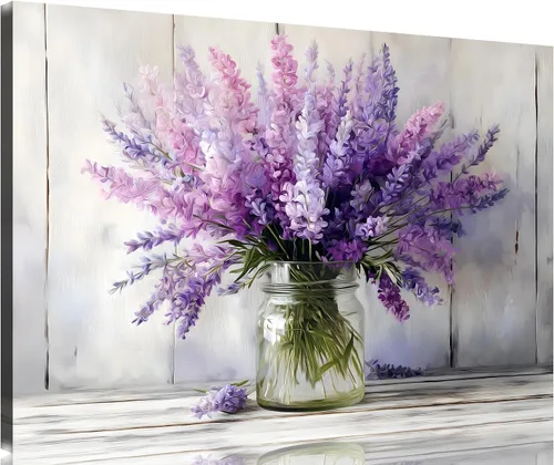 Miniatura 47 de TutuBeer 1 Panel Arte de Pared con Imagen Púrpura Arte de Pared en Lienzo Púrpura Abstracto Color Ciruela Impresión de Flores en Lienzo Pintura