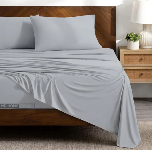 Miniatura 16 de Juego de sábanas tamaño matrimonial con bolsillo extra profundo, juego de ropa de cama de 4 piezas, 100% algodón egipcio, alta densidad de hilos