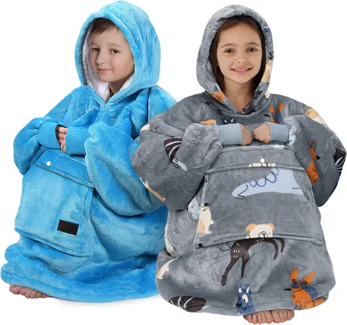 Miniatura 6 de Catalonia Sudadera tipo manta con capucha para niños, sudadera de sherpa extragrande para adolescentes jóvenes, idea de regalo Perro- Niños