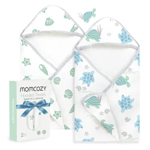 Miniatura 17 de Momcozy Toalla de bebé con capucha, ultra suave y absorbente, juego de toallas de baño grandes para mayor comodidad y suavidad en la piel del bebé
