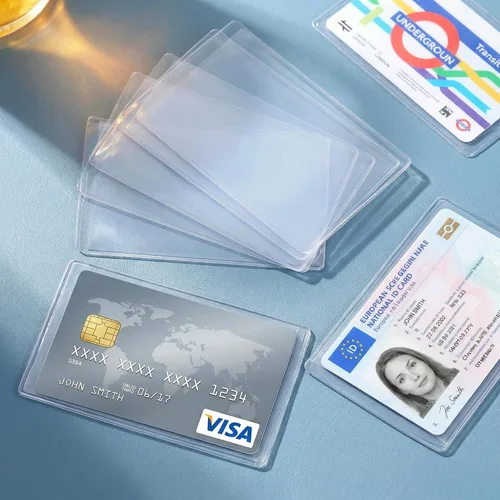 Miniatura 3 de Paquete de 30 fundas transparentes para tarjetero, impermeables, con apertura lateral, fundas protectoras de PVC suave para tarjetas de crédito