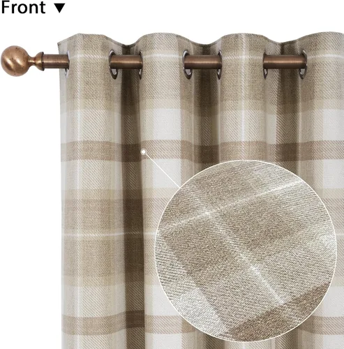 Miniatura 2 de always4u - Cortinas térmicas aisladas con diseño de cuadros, de 63 pulgadas de largo, de doble capa, cortinas térmicas para sala de estar