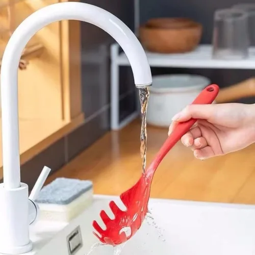 Miniatura 5 de Tenedor de silicona para pasta, 2 cucharas de espagueti, tenedor para pasta, resistente al calor, 480 °F, higiénico, cucharas de pasta de grado