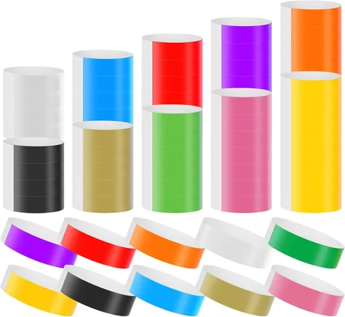 500 pulseras de papel para eventos, pulseras de fiesta de neón impermeables, bandas adhesivas para identificación de conciertos clubes, pulseras 10