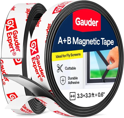 GAUDER Cinta magnética A+B para mosquiteras y mosquiteras, tiras magnéticas autoadhesivas con fuerte atracción mutua, cinta magnética con