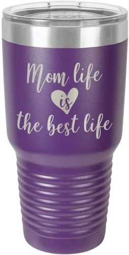 Miniatura 19 de Vaso grabado con texto en inglés "MOM LIFE IS THE BEST LIFE Engraved 30oz" grabado con láser en polvo de acero con revestimiento de polvo taza