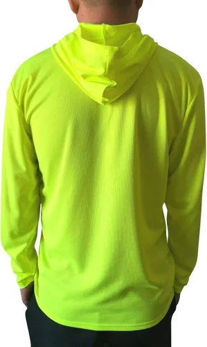 Miniatura 5 de NY GOLDEN FASHION Hi Vis - Camiseta de alta visibilidad de manga larga para trabajo de construcción con capucha 2 piezas amarillo neón