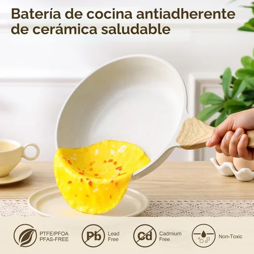 Miniatura 3 de SENSARTE Juego de utensilios de cocina de cerámica antiadherente de 23 piezas, juego de ollas y sartenes saludables, juego de cocina no tóxico